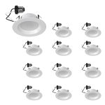 Sylvania 4�� LED Recessed Lighting Downlight with Trim, 8W=50W, Dimmable, 600 Lumens, White 3000K, Wet Rated ÿ 12 Pack (62234)