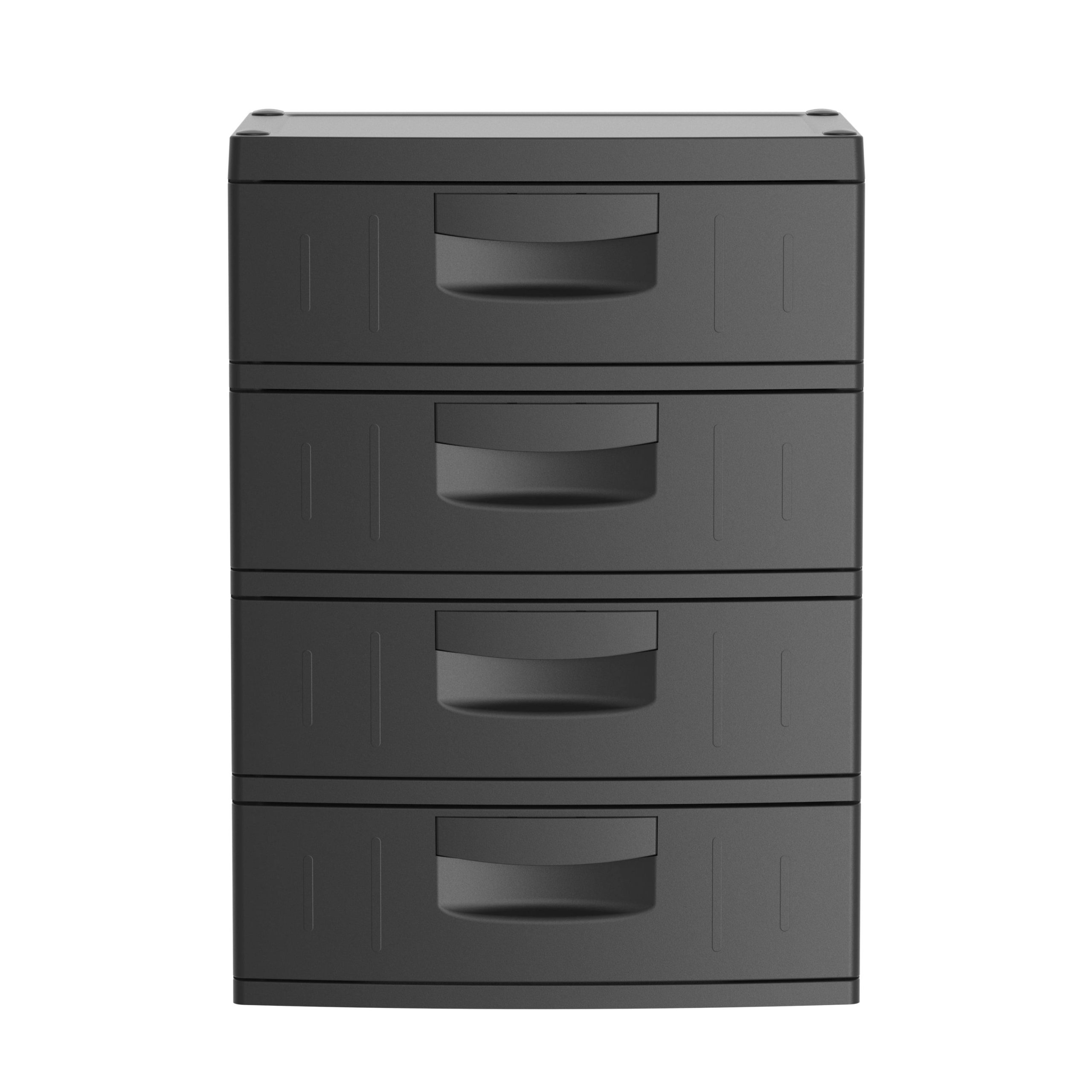 847706696a4b8e392bf558a07fdd01a7568390b33582565f4fa977dd738505ac.jpg Hyper Tough 4 Drawer Plastic Garage Storage Cabinet - Black - 18.7 x 25.39 x 35.31 in - Image 1