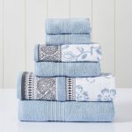 Modern Threads 6 Piece Yarn Dyed Jacquard/Solid Towel Set, Ophelia, Blue