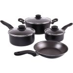 Mainstays 7 Piece Black Nonstick Dishwasher Safe Cookware Set