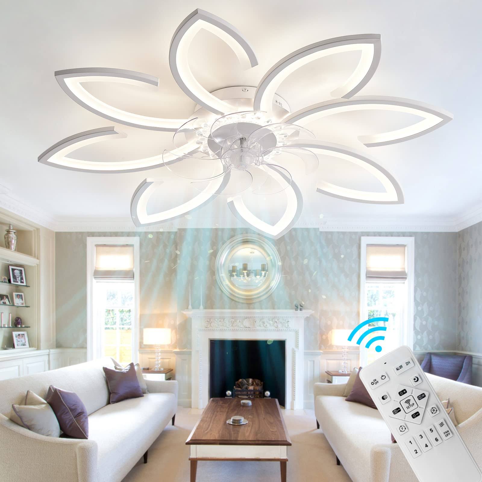 8512a404957cf58a174a2683e939b81f63c588f4c83cc00c88f69f076aaad93e.jpg 35 Modern Ceiling Fan with Lights Remote Control, Low Profile Ceiling Fan with Lights, Flush Mount Smart Ceiling Fan Light for Bedroom Living Room - Image 1