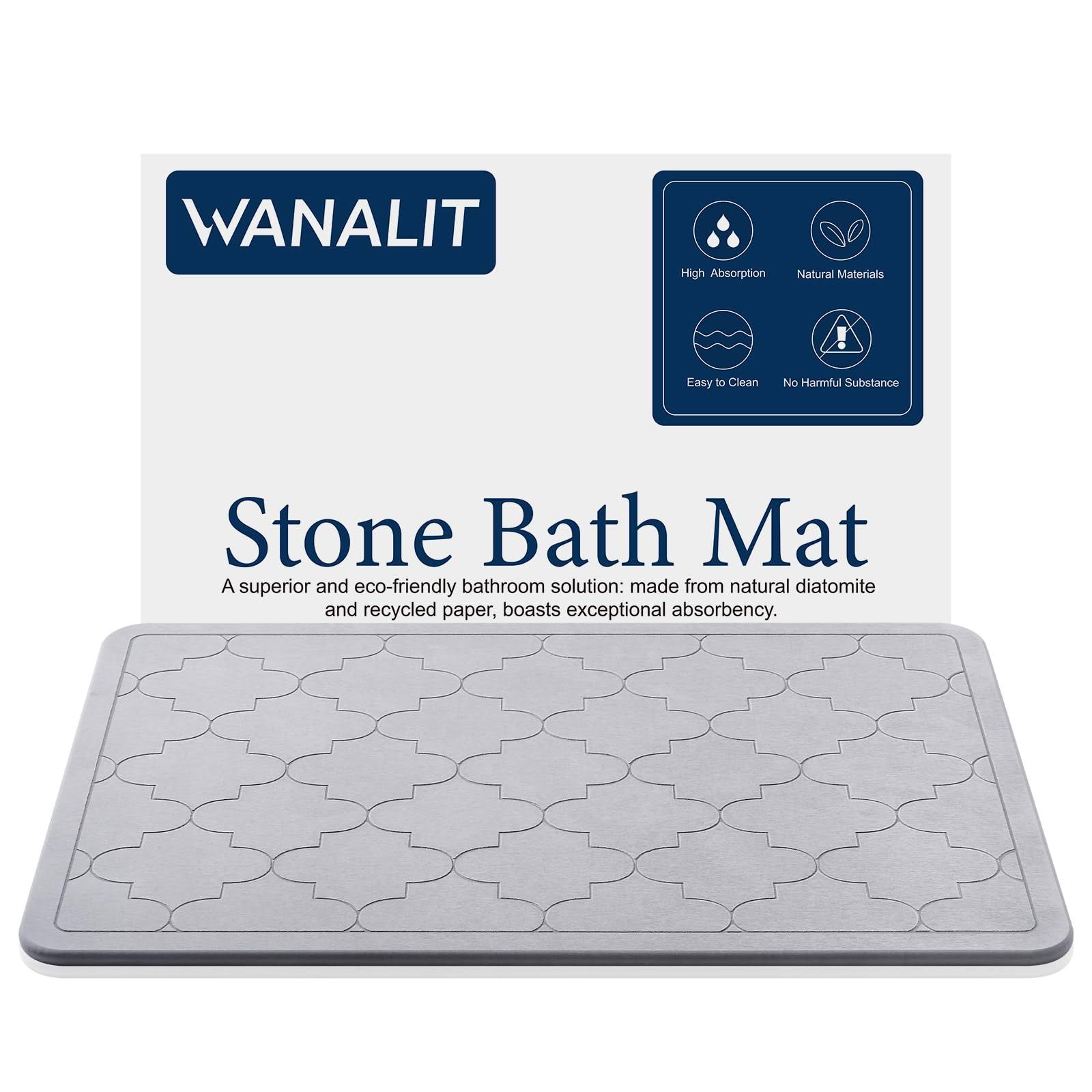8521a861bb17a9023d95df515c1676c083fa1ac66847cdb0263c8b9f66598763.jpg Wanalit Diatomite Stone Bath Mat, Bathroom Shower Mat, Ultra Absorbent, Fast-Drying, Non-Slip, Easy to Clean, Eco-Friendly- Natural Bathroom Floor - Image 1