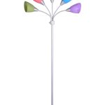 Mainstays 5 Light Floor Lamp, Multi-Color Shades, Metal Silver Finish, Modern, Young Adult Use