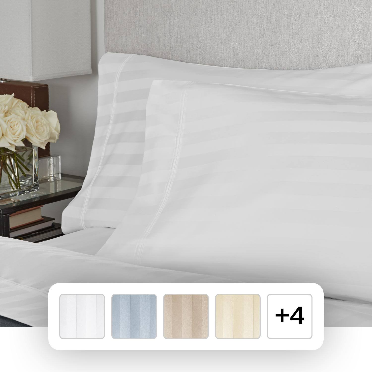 8562fa85d4ba52dba1d0668cc02a5bdb234c1f57d829bb17a549651ebd84f832.jpg Member's Mark 700-Thread-Count Striped Egyptian Cotton Pillowcases, Set of 2-Artic White -Standard - Image 1