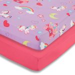 Everyday Kids 2 Pack Fitted Girls Crib Sheet, 100% Soft Breathable Microfiber, Baby Sheet, Fits Standard Size Crib Mattress 28in x 52in, Nursery