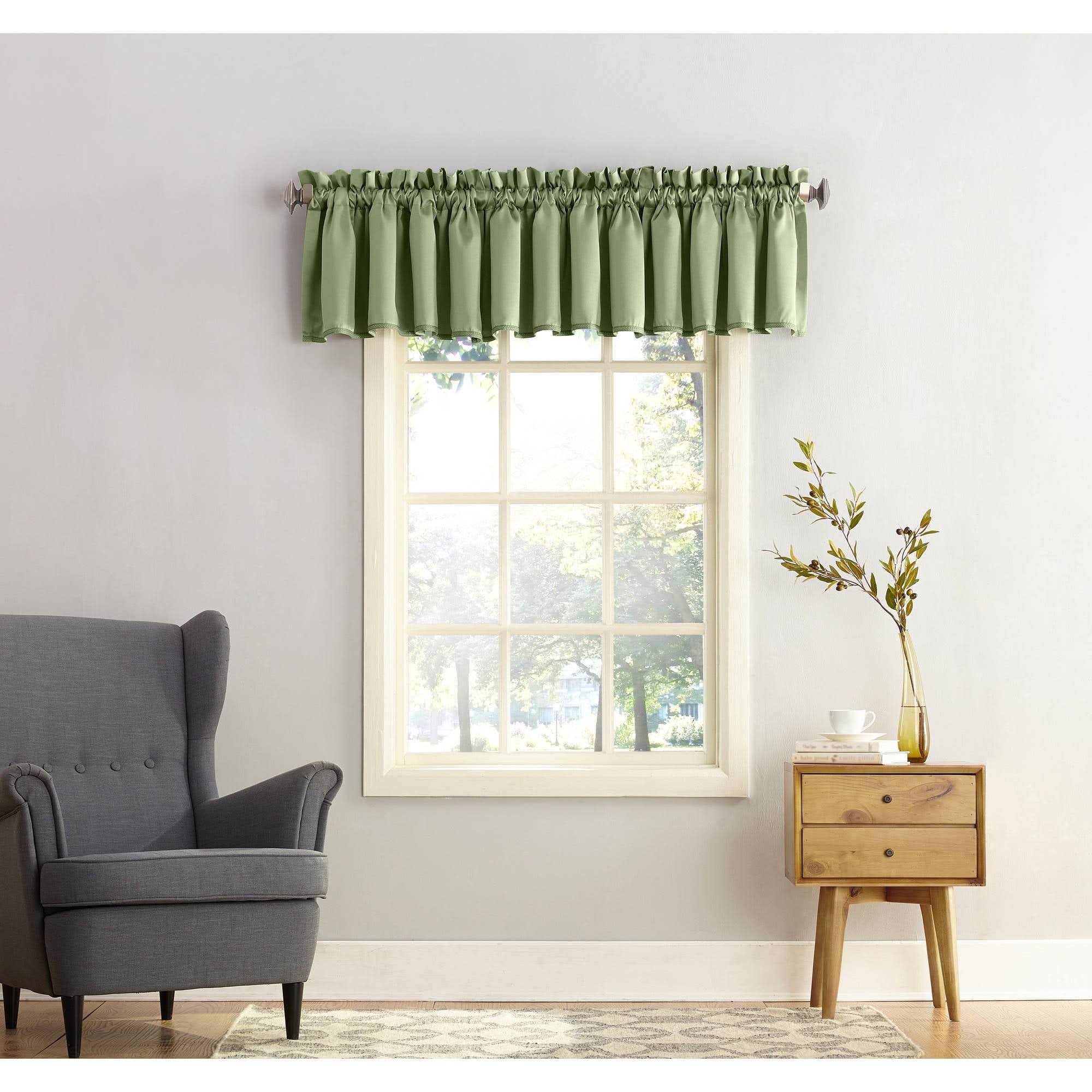 857efe5c7e49cbb5f15996088078ae98e2468b4678620543f3f1c3ab5e57a345.jpg Sun Zero Groton Rod Pocket Room Darkening Window Curtain Valance, Green, 54'' x 18'' - Image 1