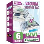 Hibag Vacuum Storage Bags, Space Saver Vacuum Seal Storage Bags 6-Pack Sealer Bags for Clothes, Clothing, Bedding, Comforter, Blanket (6C)