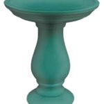 Allen + Roth Greenlake Ceramic Complete Birdbath - Blue - 21.25 in
