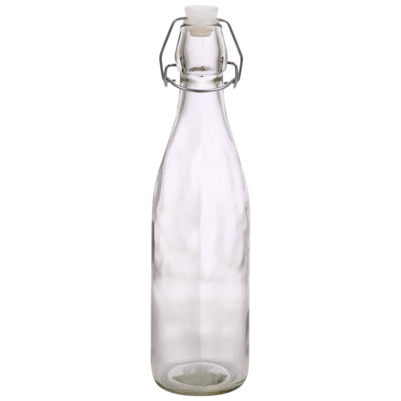 8598f09ee625cc40492e8bcd3886b998b56b37077d8f294c36365857a830b8f7.jpg Clear Glass Bottles with Flip-Top Metal Clasps, 18-oz. - Image 1
