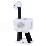 Tangkula 43 Inch Sheep-Shaped Cute Cat Tower with 2-Cave Large Wicker Condo