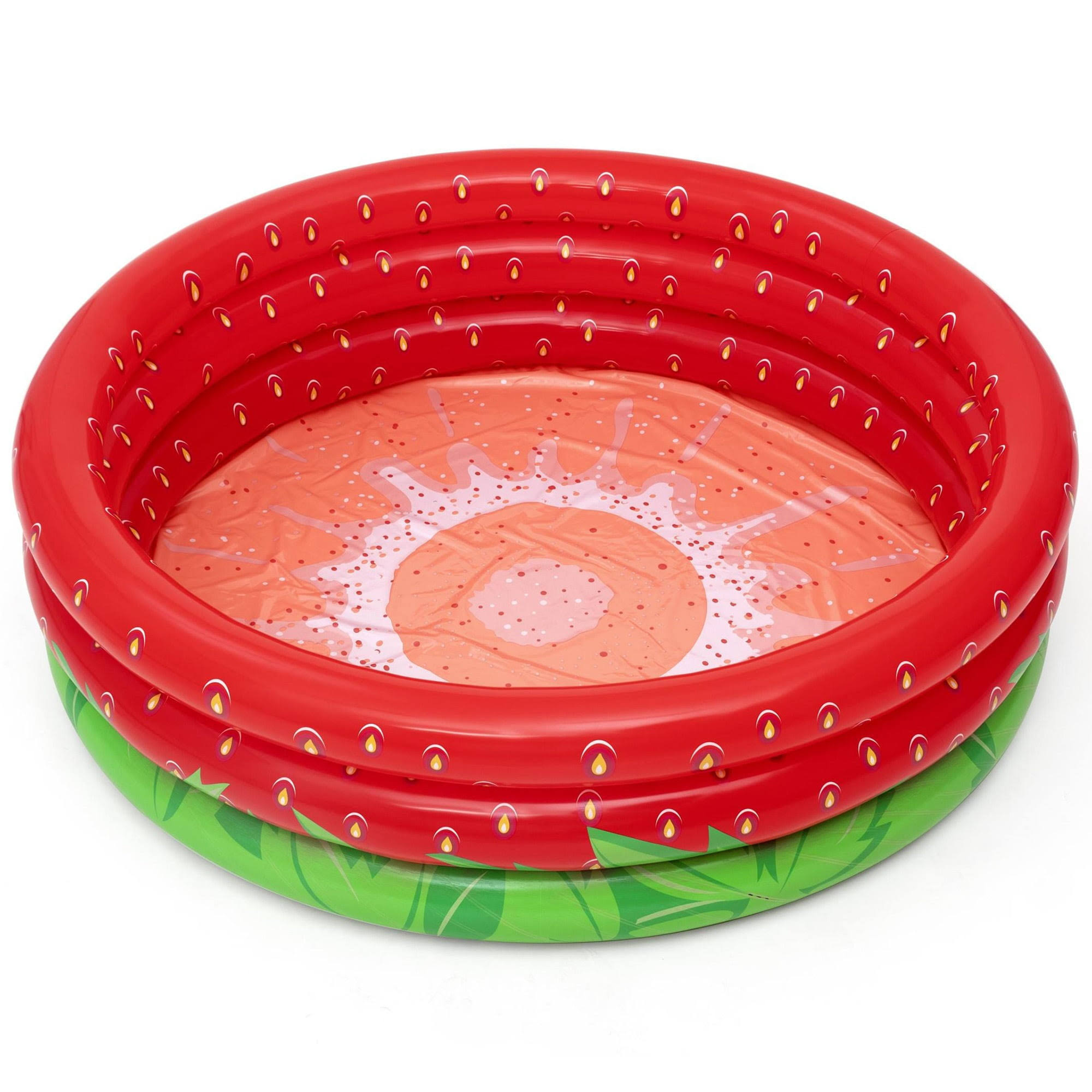 8610abf5f4b2465a943333daef619912557b26c2512f4001c5d0904ab4e0987f.jpg H2OGO! Sweet Strawberry Pool, 66 in. x H15 in., Inflatable 3-Ring Play Pool, Kids, 103 gal., 51145E - Image 1