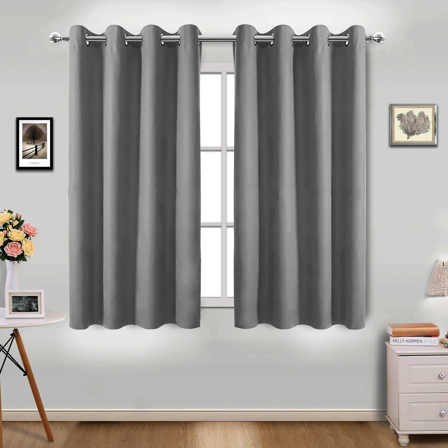 862502b34b7b7f5e99a438ede877e859f73245dd8ab040a425b12cfe8e17a72b.jpg Pro Space Grommet Top Insulated Thermal Blackout Window Curtain Solid Room Drape (1 Panel) Grey 52 inchw x 54 inchh 54 Inches, Size: 52W x 54H, Gray - Image 1