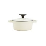 Smith and Clark Cast Iron 1 Quart Enamel Dutch Oven - White