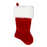 20 inch Red and White Plush Traditional Christmas Stocking with Cuff