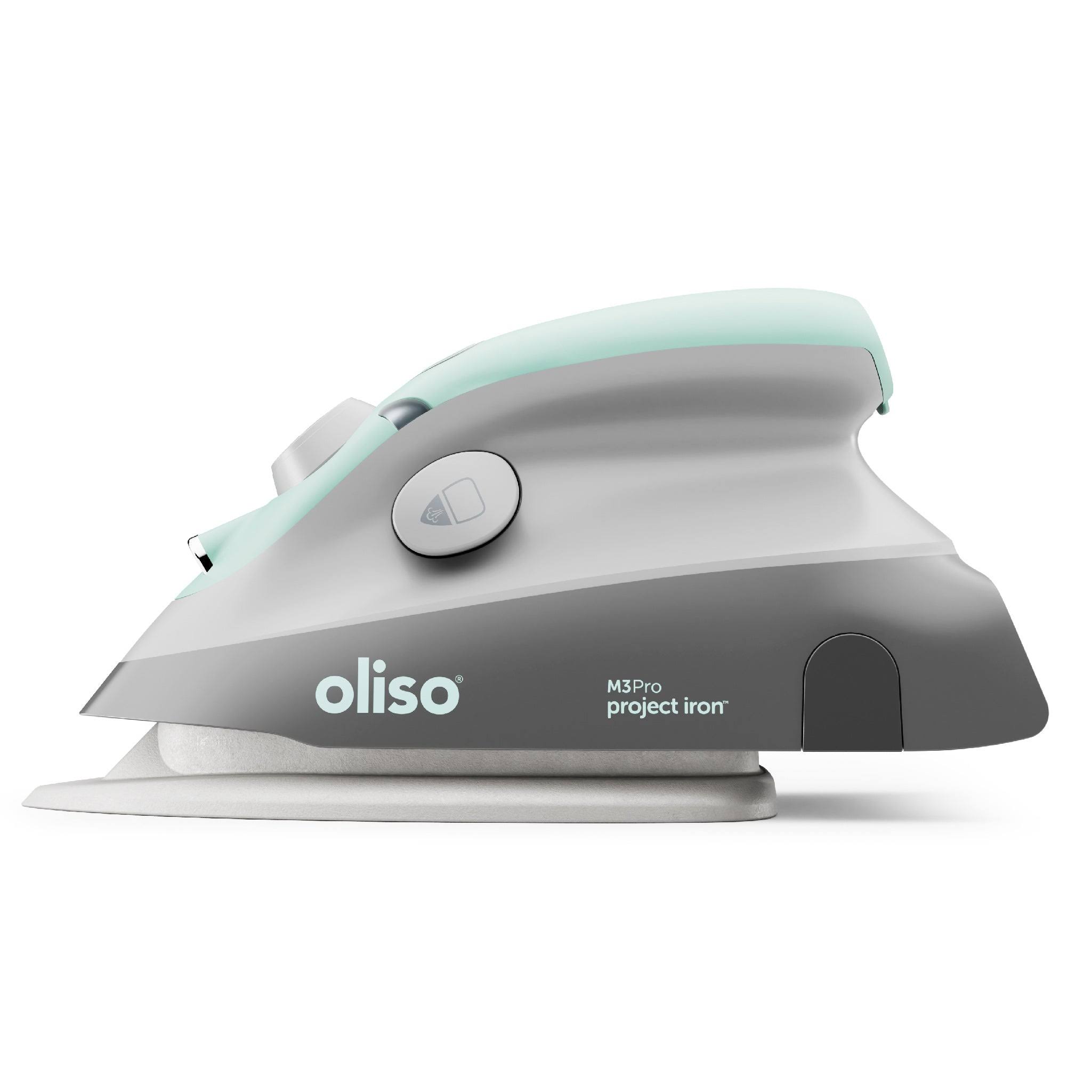 869315753c050f0ad813bb788bb8abb97ae79b7650558e6a0e042fe13d07efff.jpg Oliso Mini Iron with Trivet M3Pro - Aqua - Image 1