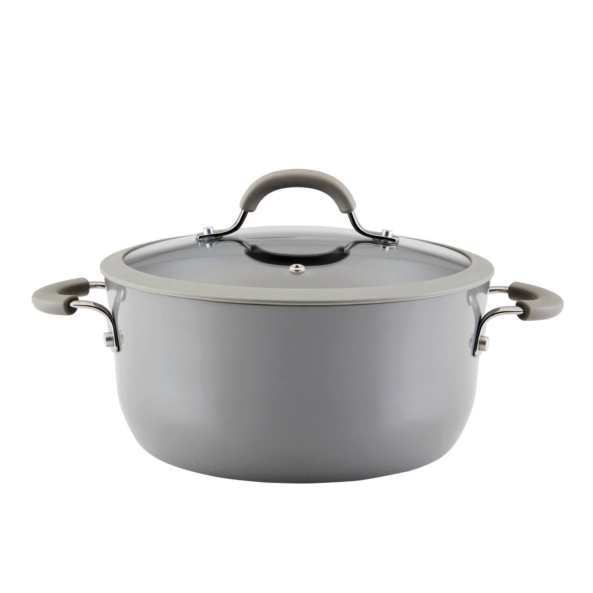 86965f29d28ed64f088dc7b234aa8038bae25fcf3019bc0dca4b0306a8dbcdde.jpg Rachael Ray Cook + Create 5qt Aluminum Nonstick Dutch Oven with Lid - Gray - Image 1