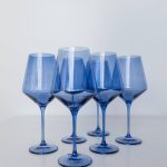 Estelle Colored Glass - Stemware Wine Glasses - Set of 6 Cobalt Blue