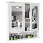 Lifetime Home Modern Bathroom Wall Cabinet with Mirror & Adjustable Shelf - Wall Mounted Utility Medicine Cabinet for Kitchen Living Room Laundry