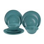 Mainstays 12-Piece Eco-Friendly Dinnerware Set Aqua
