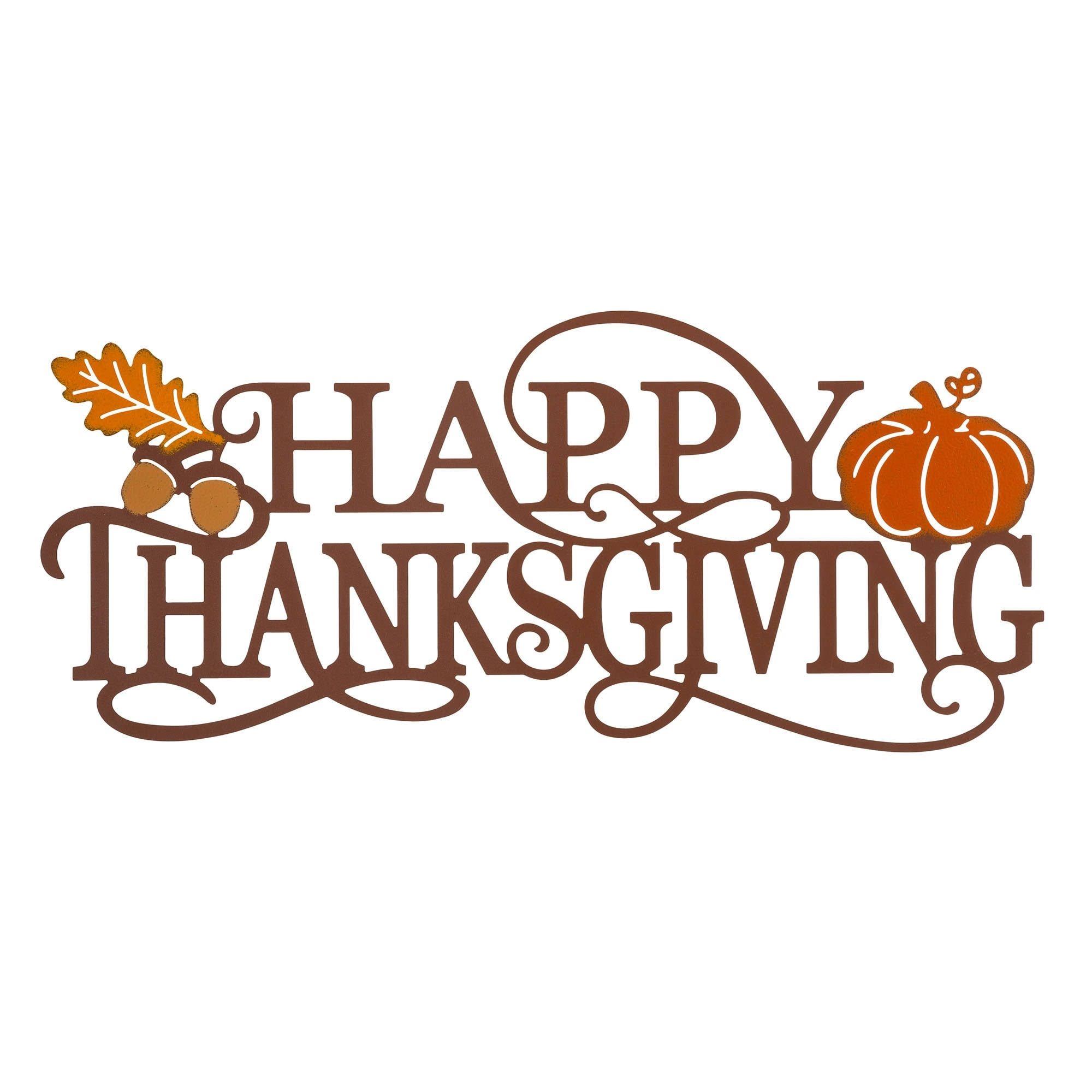 86e596e21b7af017da8c9f22d2ba06bd9217b49df6dac357fa9621b18f73cd7f.jpg Glitzhome 24 in. L Metal Happy Thanksgiving Wall Decor - Image 1