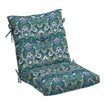 Arden Selections Outdoor Plush Modern Tufted BlowFill Dining Chair Cushion, 21 x 40 - Sapphire Aurora Blue Damask