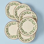 Lenox Holiday Bone China Dinner Plate with Gold Rim, Ivory - 6 count
