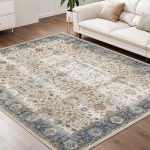 Belleze Boho Washable Rug, 8'x10' Area Rug Non Slip Indoor Door Mat for Kitchen, Entrance, Living Room, Bedroom, Front Door, Vintage Bedside Rug