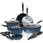 Paula Deen DFCW12SB Family 14 Piece Ceramic Non-Stick Cookware Set Savannah Blue