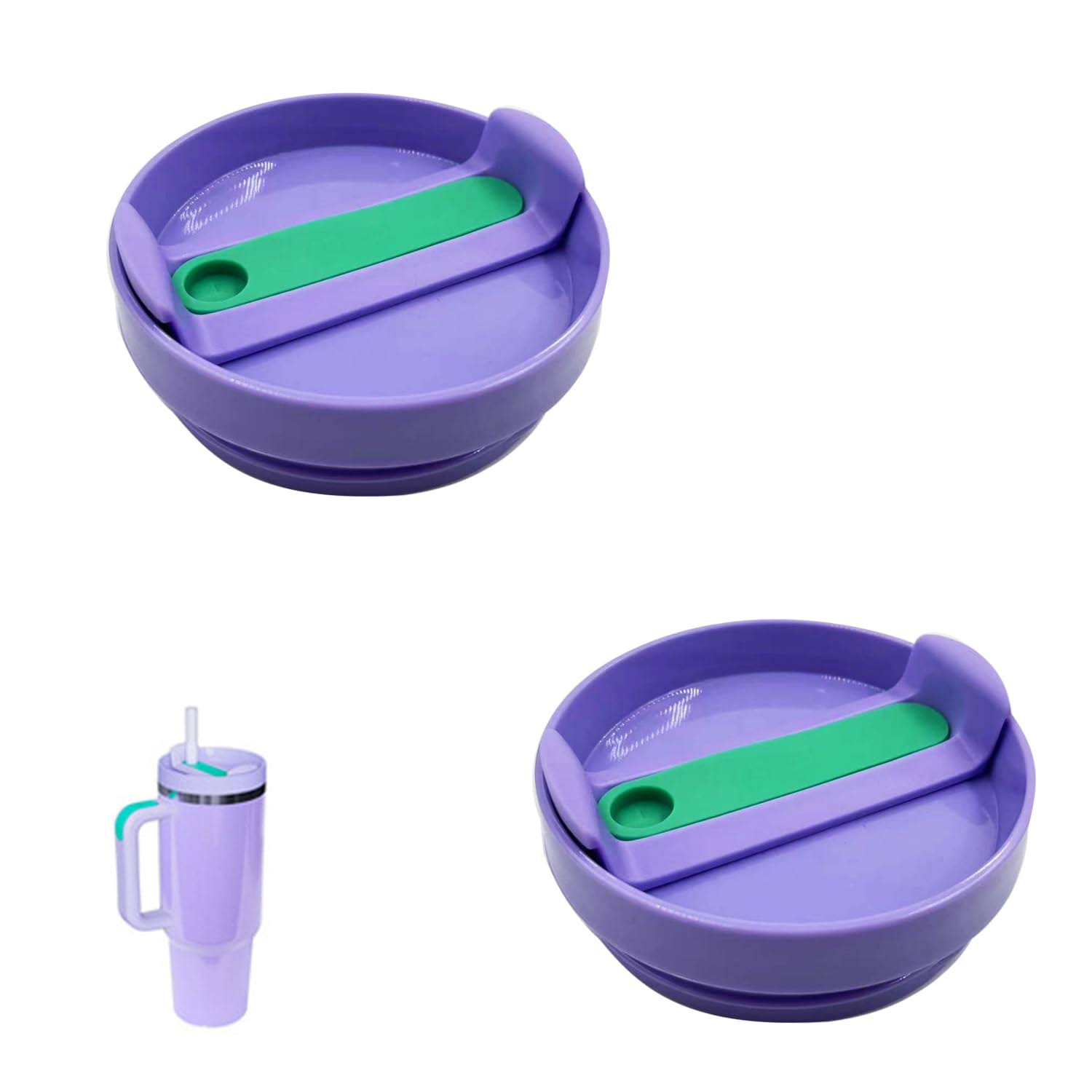 8721f500e317fbd08ef0f8c6e689b378e56ce336163f3c25531a0c601466228c.jpg 40 oz Tumbler Lids for Stanley Cup, 2 Pack Replacement Lids Fit for Stanley Adventure Quencher,Spill Proof Splash Resistant Tumbler Lids, Reusable - Image 1