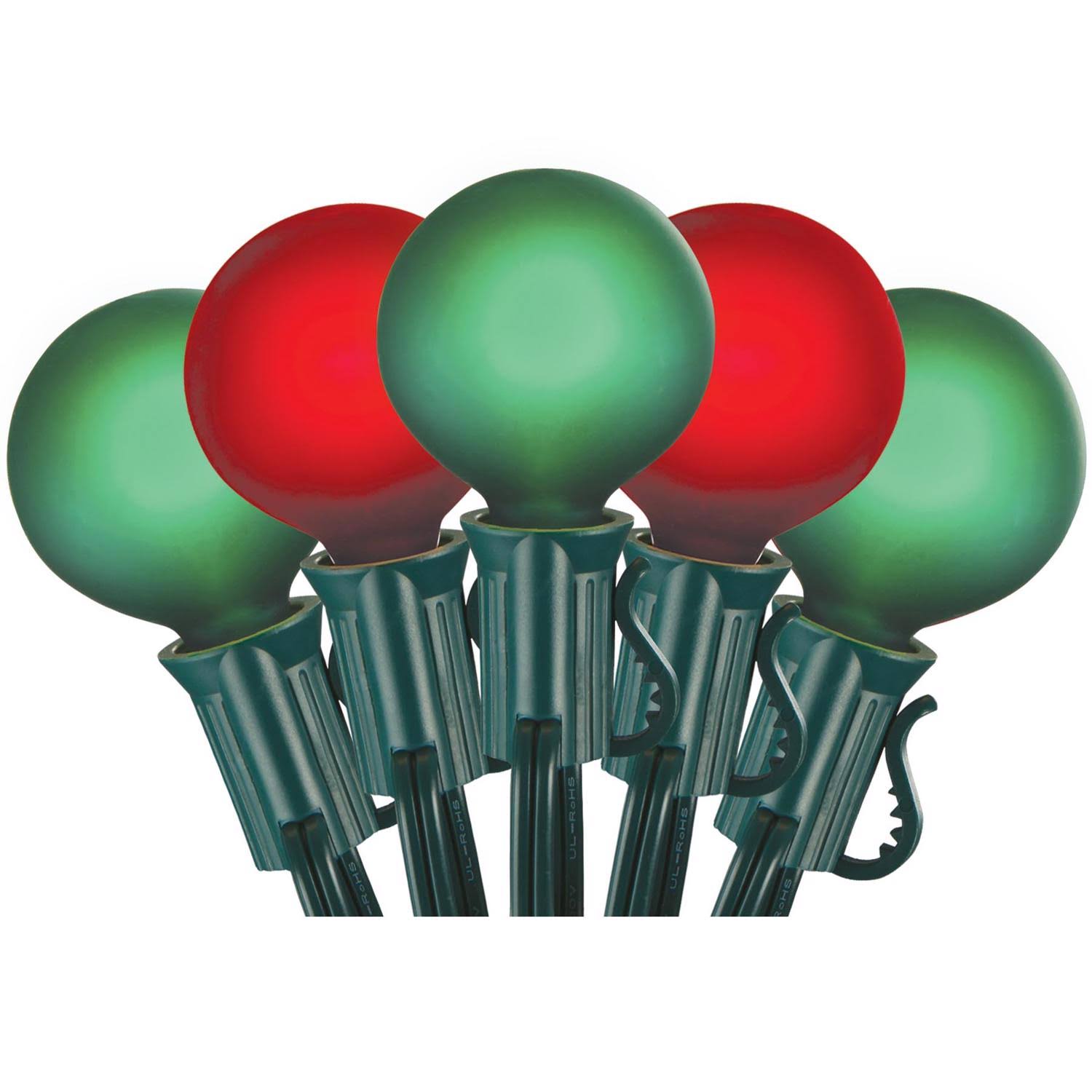 Celebrations 25 G40 Red/Green Satin Globe Lights