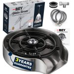 Bey Automatic Glass Rinser - Powerful Cup Washer for Kitchen Sink, Stainless Steel Baby Bottle Cleaner Sinks Attachment, Bar Accessories Spray Metal