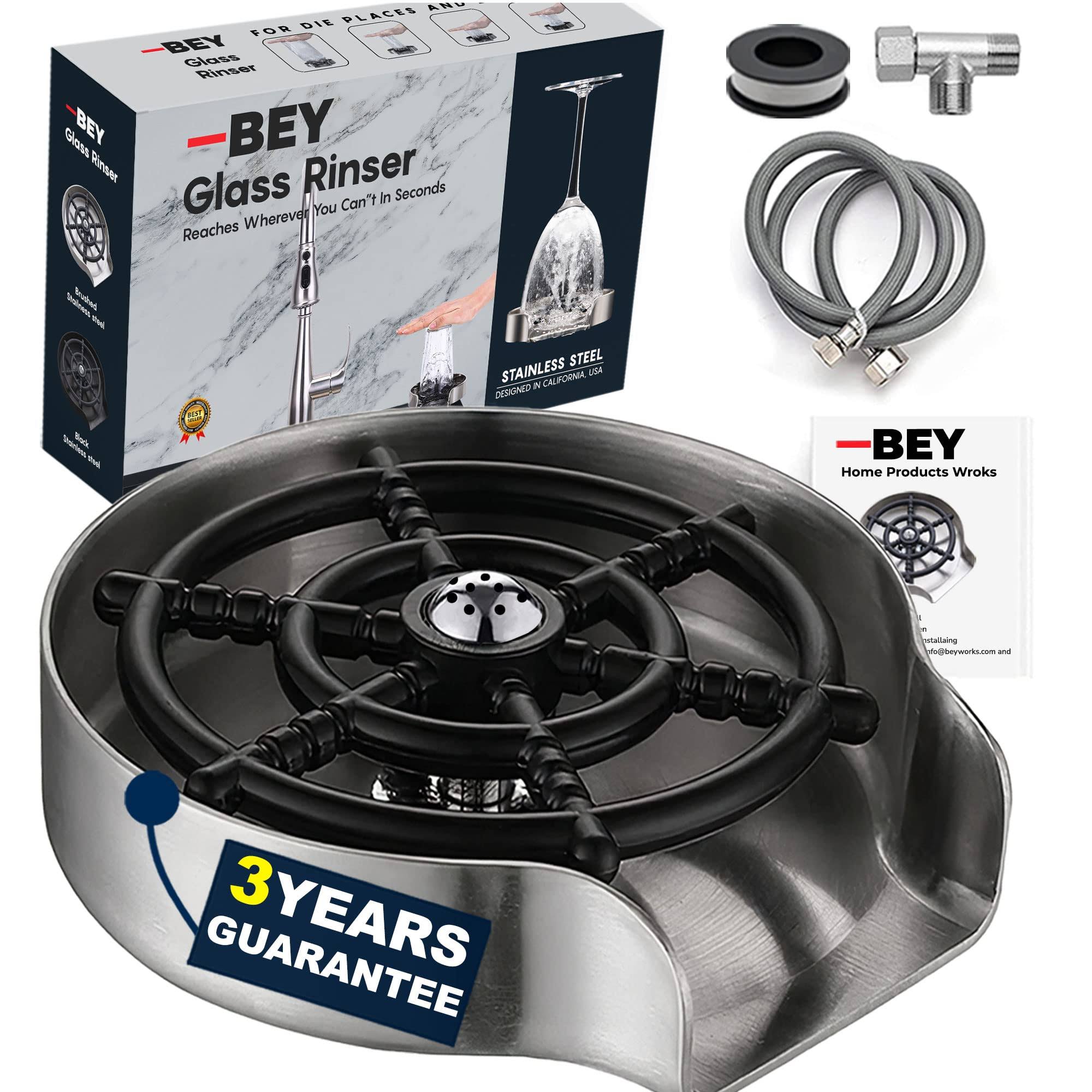 8734b49f74cf2d7081ff44c2d79db4a16ae4ac3d1838a2eb158a0438eee63259.jpg Bey Automatic Glass Rinser - Powerful Cup Washer for Kitchen Sink, Stainless Steel Baby Bottle Cleaner Sinks Attachment, Bar Accessories Spray Metal - Image 1