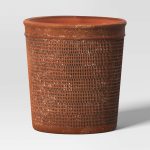 Weathered Texture Ceramic Indoor Outdoor Novelty Planter 1 Planter Pot Brown 8"x8" - Threshold