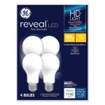 GE Reveal HD+ LED A19 Light Bulb, 11 W, 4/Pack