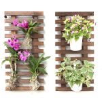 ShopLaLa Wall Planter - 2 Pack Wooden Hanging Planter for Indoor Plants Wall Mount Plant Stand Ladder Outdoor Vertical Garden Unique Live Orchid