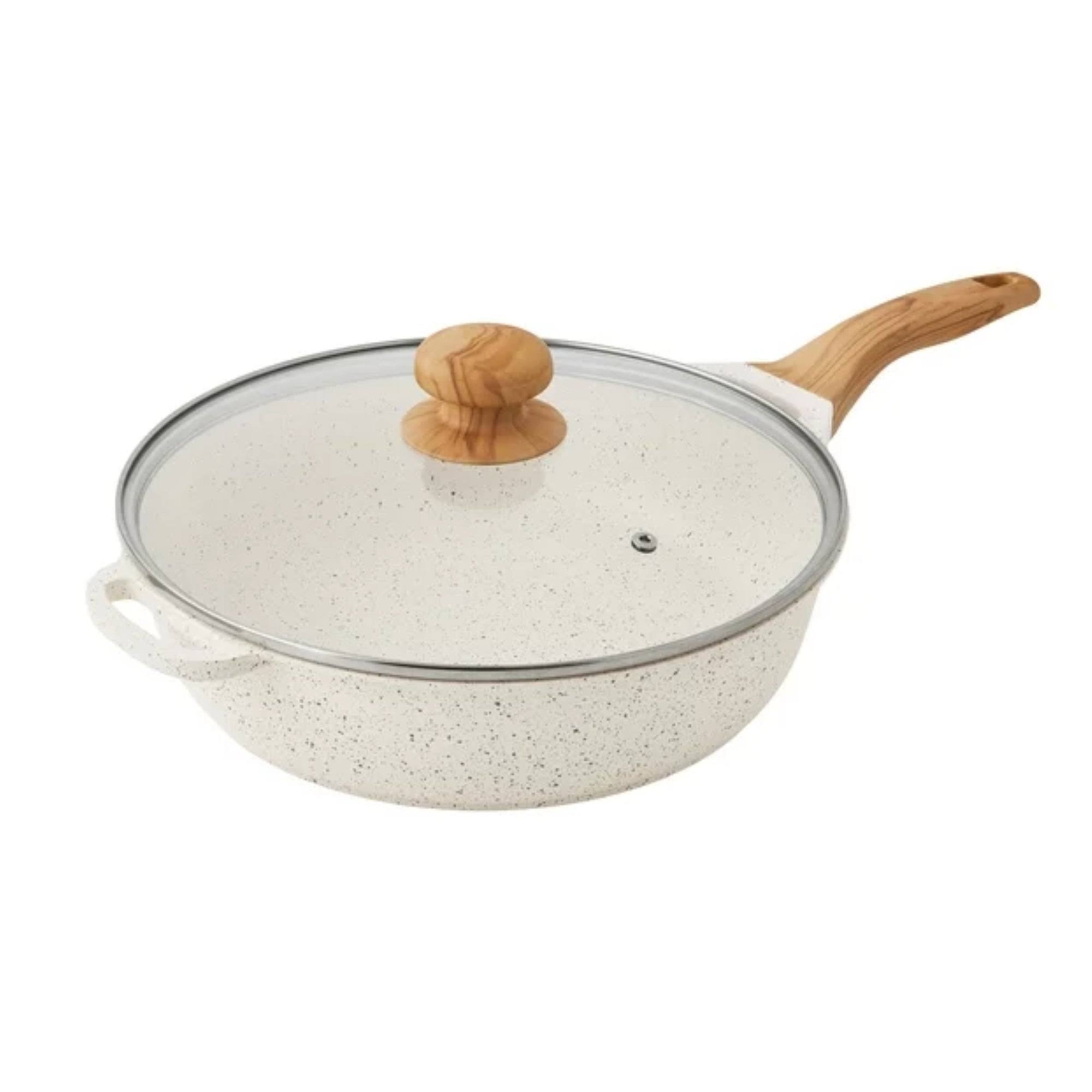 87b1c614e2723f3ba3a4f9d4a051883d470c232fa6bbb2ae12d7b7593587dcce.jpg The Pioneer Woman Prairie Signature 4-Quart Cast Aluminum Jumbo Cooker Frying Pan, Linen Speckle, Size: 4 Quart - Image 1