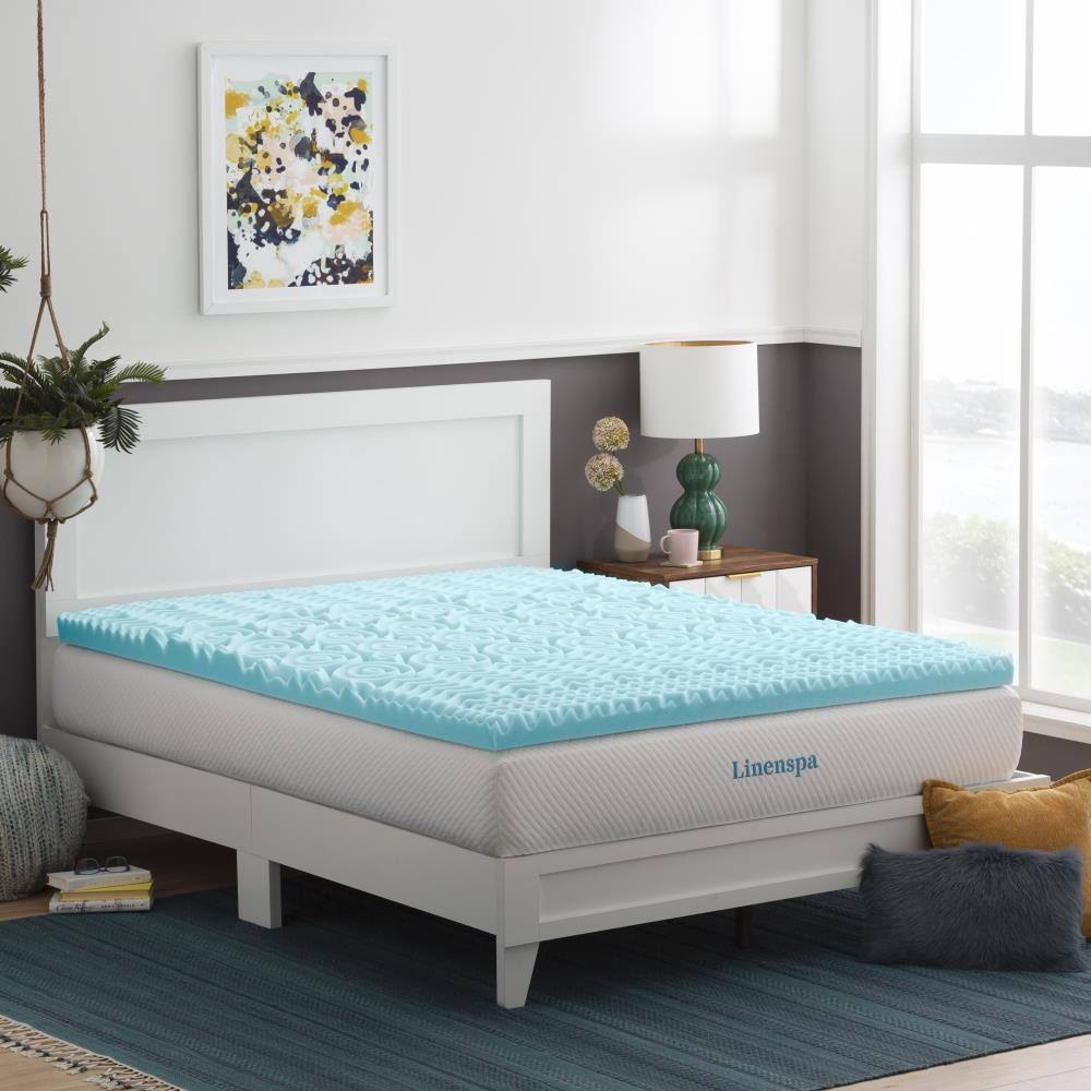 87b4b2f3ec5833eb46112f04e31060d4b0a24f593b0bd77daa6ca3e73227348f.jpg Linenspa Essentials Zoned Gel Memory Foam Mattress Topper - Blue (Twin XL - 3 inch) - Image 1