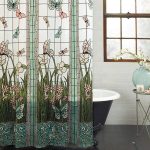 Crystal Emotion Flower Dragonfly Waterproof Bathroom Fabric Shower Curtain Bath Curtain 48x72inch Small Stall Size
