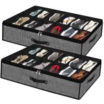 Meerainy Under Bed Shoe Storage Organizer for Closet 2 Pack- Fits 24 Pairs Underbed Shoes Container Boxes with 2 Sturdy Handles and Clear Window