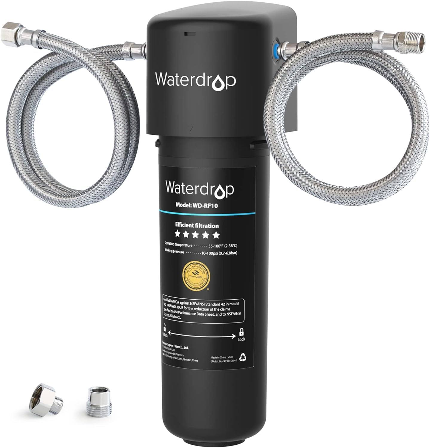 87de7d5e591cb7c1fa75fc5a21a889384725f83ada4dc746496d672adf4407b6.jpg Waterdrop 10uA Under Sink Water Filter System Direct Connect to Kitchen Faucet 30000 Liters High Chlorine Reduction Capacity NSF/ANSI 42 Certified, Bl - Image 1