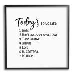 Stupell Industries Uplifting to Do List Life Happiness Casual Typography Graphic Art Black Framed Art Print Wall Art, Design by Yvonne Coleman Burney