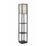 Mainstays Shelf Floor Lamp with Fabric Shade - Black & White - 62 in