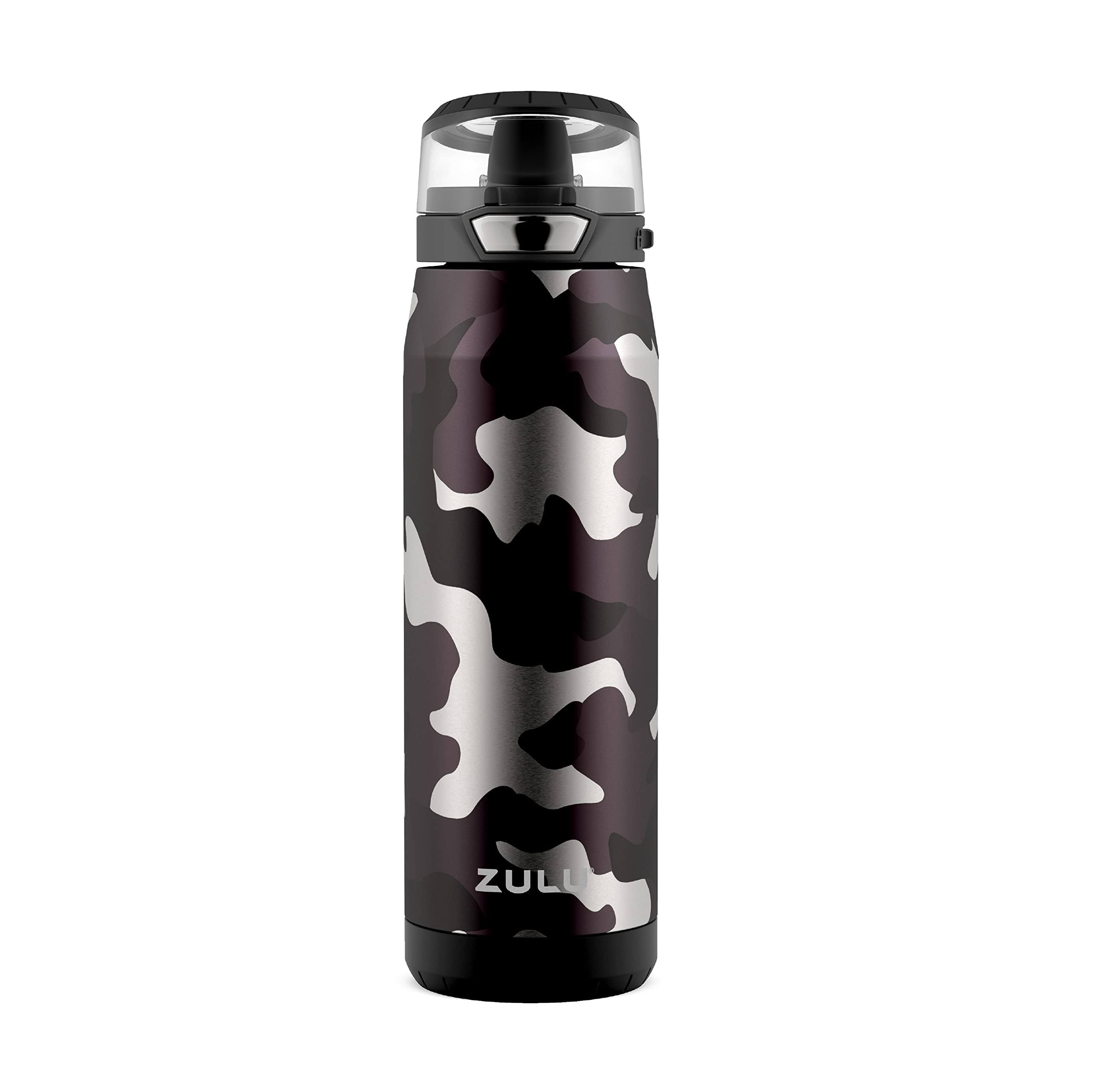 87fc6a1a742dae8bc919cea0e556e5c7c570542751352953a78fde5d452e7008.jpg Zulu Swift 20oz Stainless Steel Water Bottle - Camo Black - Image 1