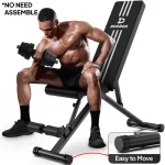 Pooboo Folding Sturdy Workout Bench Free Installation Weight Strength Training Benches 2.17" Thickness Pad with 10 Adjustable Incline 800 lb