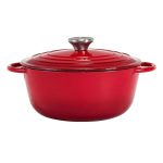 at Home 5-Quart Enameled Cast Iron Dutch Oven, Red