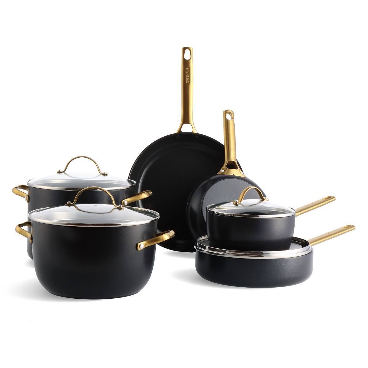 883a69eabd705eec227eacf8e6dfd193fc152c9d181a9447f74b0554b9f47400.jpg GreenPan - Reserve Ceramic Nonstick 10-Piece Cookware Set - Black - Image 1