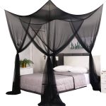 Mengersi Black Elegant Mosquito Net Canopy Bed Curtain Bed Drapes for Full Queen King Bed,Suitable for Indoor Outdoor Net