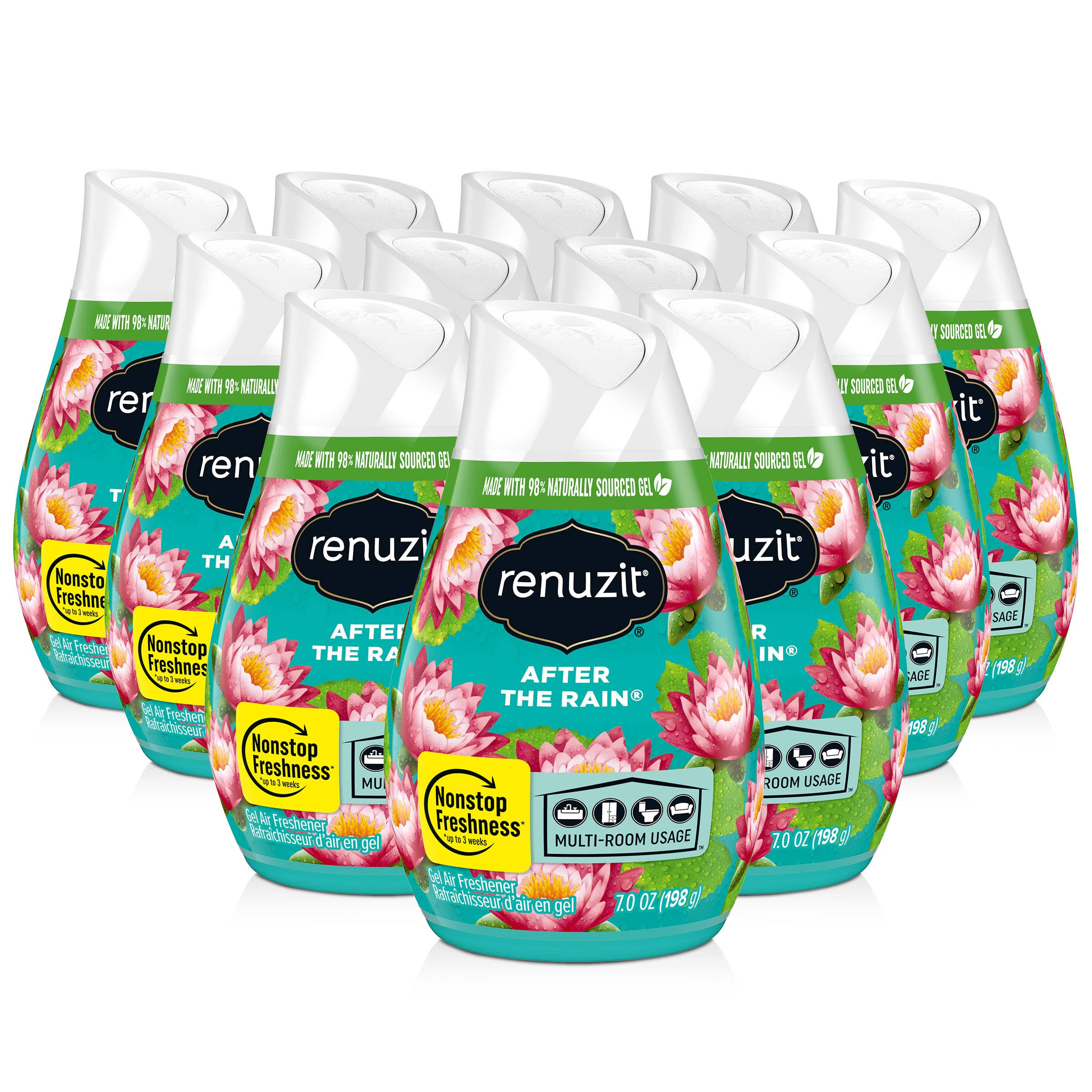 8856ff8ec4f9a1d764d6aa13d91f5a9f995214eaa14153452bbb8605e80fd8f8.jpg Renuzit Adjustable Gel Air Freshener Cone, After The Rain Scent, Nonstop Freshness, 7oz Cone, 12 Count - Image 1