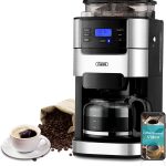 10-Cup Drip Coffee Maker, Grind and Brew Automatic Coffee Machine with Built-In Burr Coffee Grinder, Programmable Timer Mode and Keep Warm Plate, 1.5L