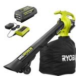 Ryobi RY40451 40V VAC Attack Cordless Leaf Vacuum/Mulcher with 5.0 Ah Battery and Charger